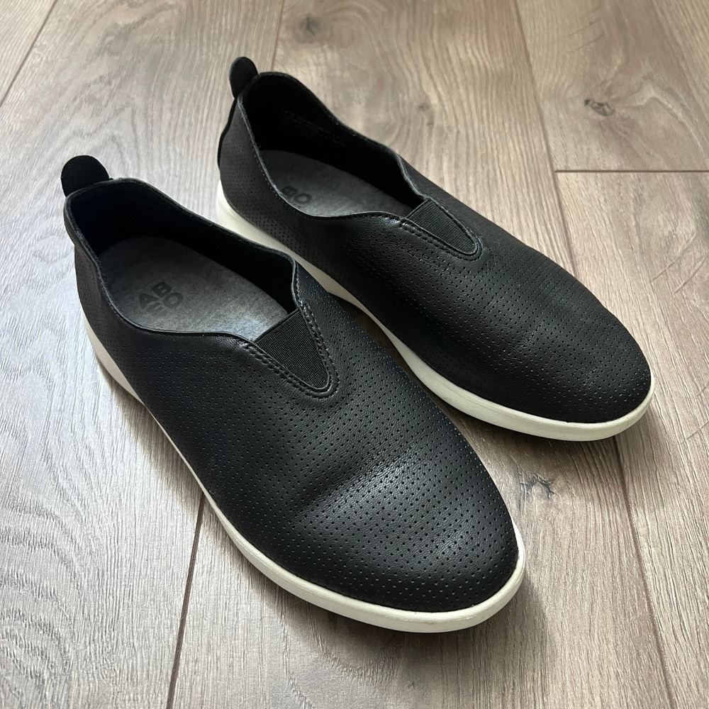 Abeo Virge Black Leather Slip-on Sneaker Shoes Womens 8.5 Casual